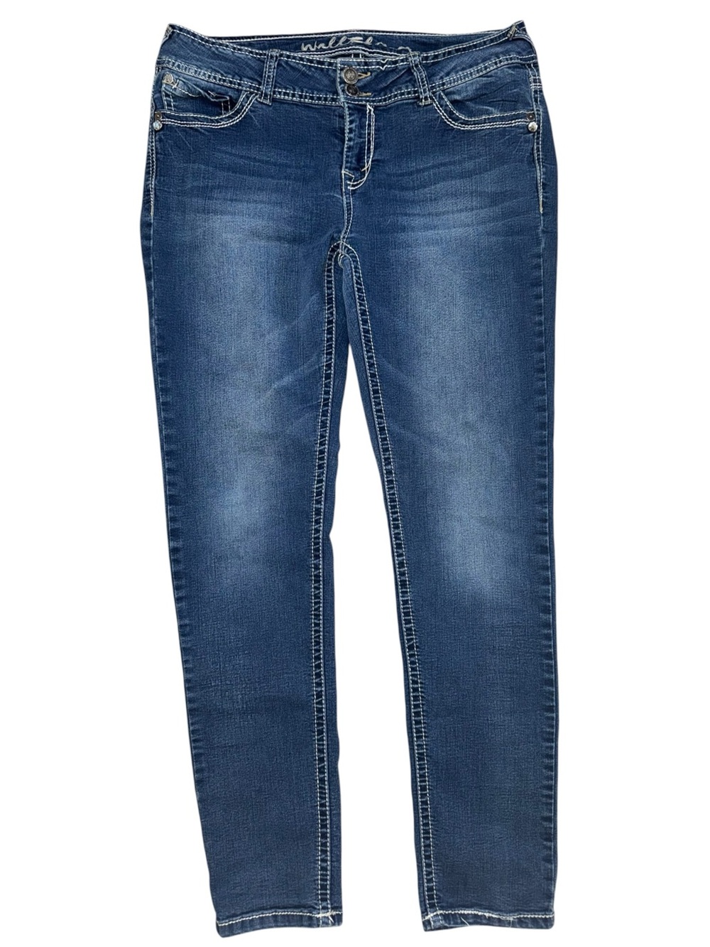 WallFlower Juniors Size 13 Skinny Jeans Embroidered Pockets Y2K